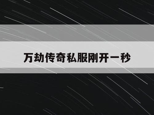 万劫传奇私服刚开一秒