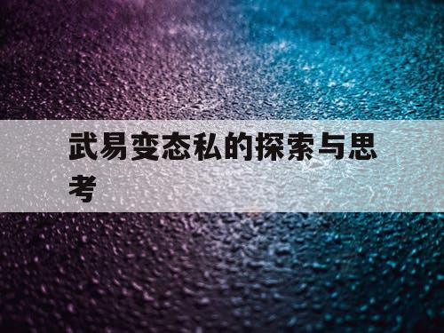 武易变态私的探索与思考