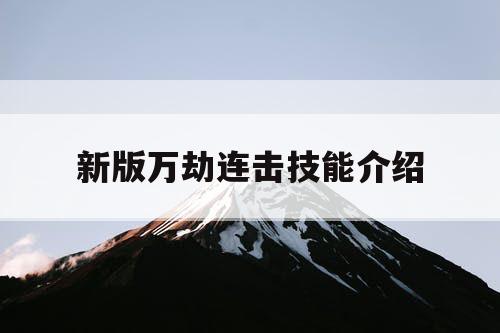 新版万劫连击技能介绍