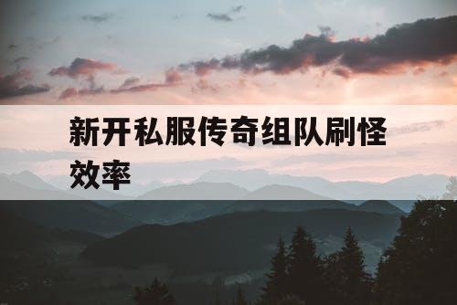 新开私服传奇组队刷怪效率