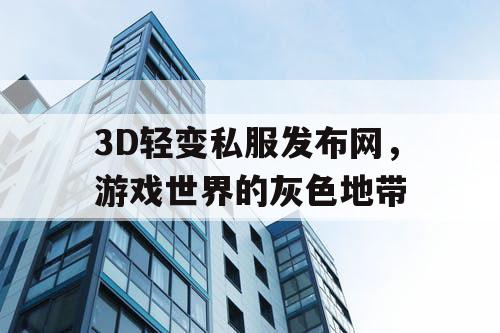 3D轻变私服发布网，游戏世界的灰色地带
