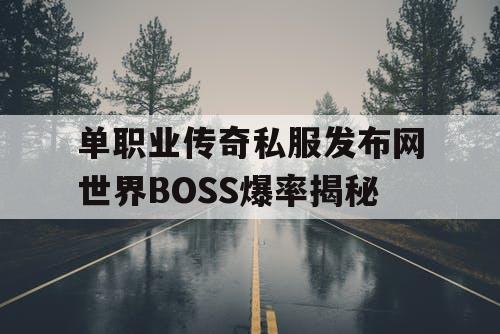 单职业传奇私服发布网世界BOSS爆率揭秘