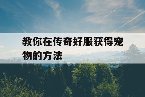 教你在传奇好服获得宠物的方法