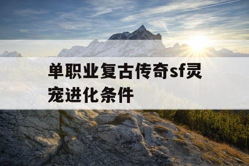 单职业复古传奇sf灵宠进化条件