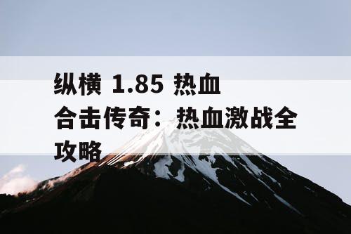 纵横 1.85 热血合击传奇：热血激战全攻略