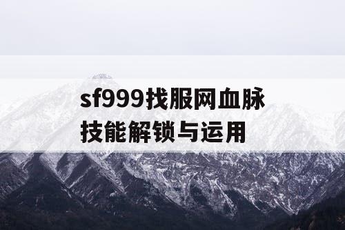 sf999找服网血脉技能解锁与运用