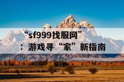 “sf999找服网”：游戏寻“家”新指南