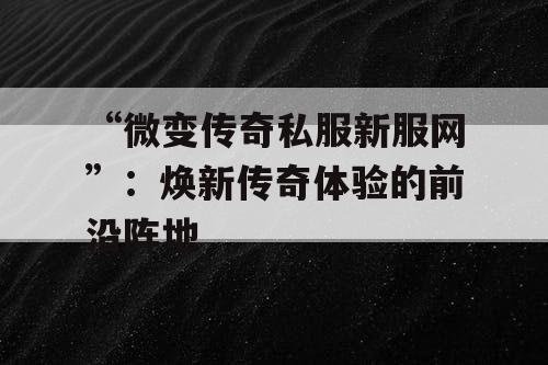 “微变传奇私服新服网”：焕新传奇体验的前沿阵地