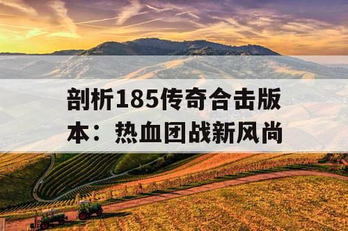 剖析185传奇合击版本：热血团战新风尚