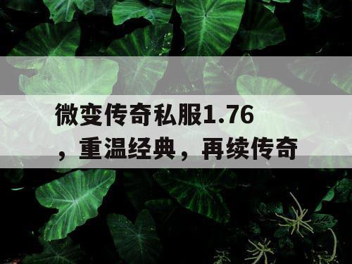 微变传奇私服1.76，重温经典，再续传奇