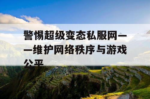 警惕超级变态私服网——维护网络秩序与游戏公平
