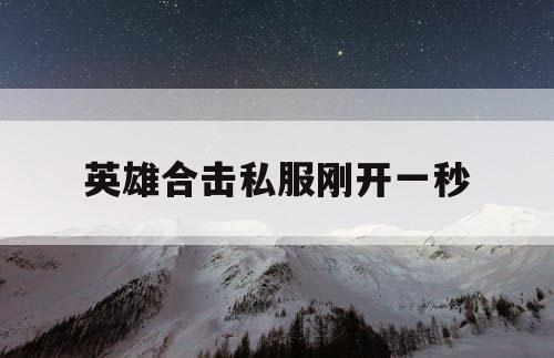 英雄合击私服刚开一秒