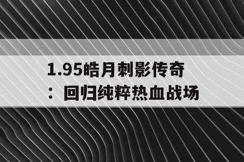 1.95皓月刺影传奇：回归纯粹热血战场