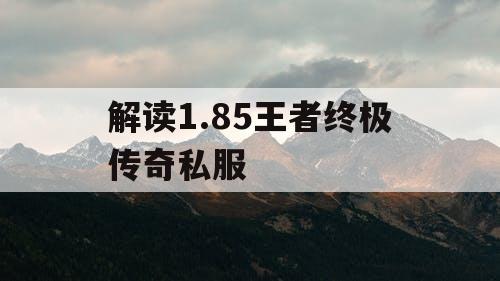 解读1.85王者终极传奇私服
