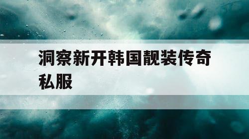 洞察新开韩国靓装传奇私服