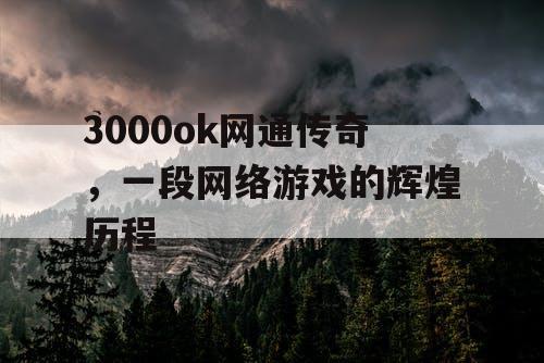 3000ok网通传奇，一段网络游戏的辉煌历程