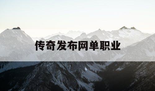 传奇发布网单职业