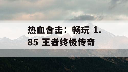 热血合击:畅玩 1.85 王者终极传奇 热血合击:畅玩 1.85 王者终极传奇