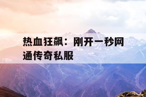 热血狂飙：刚开一秒网通传奇私服
