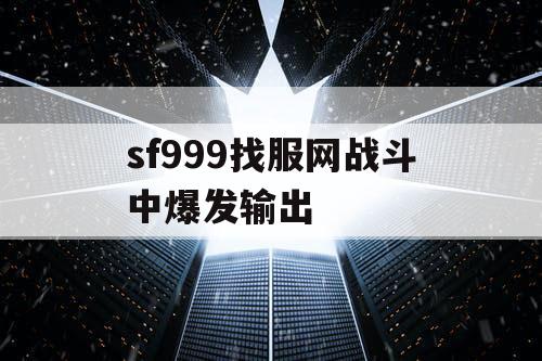 sf999找服网战斗中爆发输出