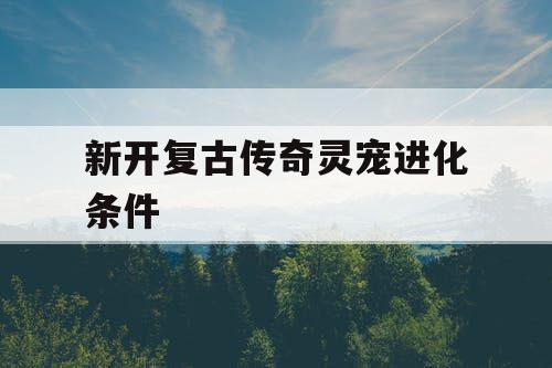 新开复古传奇灵宠进化条件