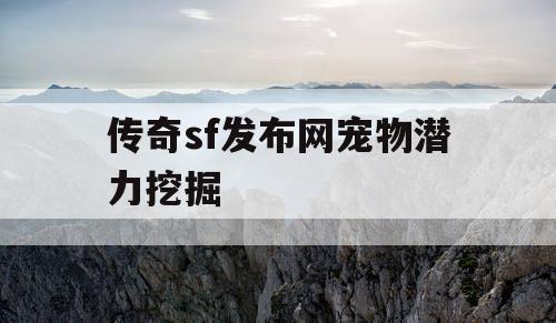 传奇sf发布网宠物潜力挖掘