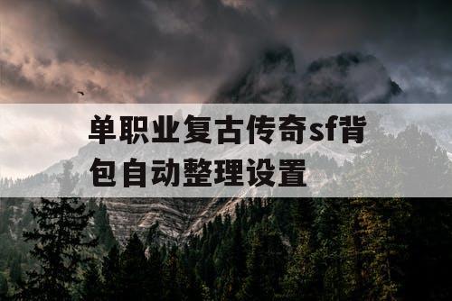 单职业复古传奇sf背包自动整理设置