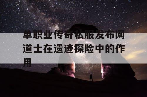单职业传奇私服发布网道士在遗迹探险中的作用