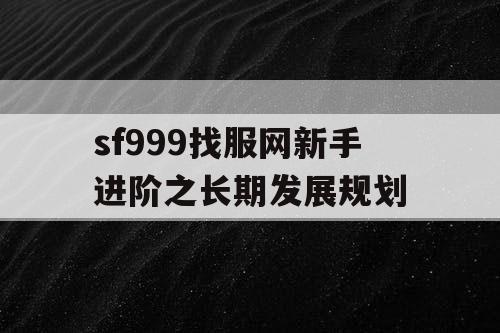 sf999找服网新手进阶之长期发展规划